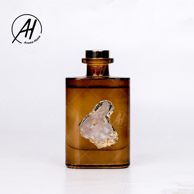 Aroma de oro Reed Diffuser 180ML del aceite esencial de la botella de vidrio de la tapa del cuadrado de la rota de la fibra