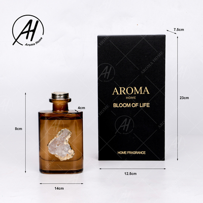 Aroma de oro Reed Diffuser 180ML del aceite esencial de la botella de vidrio de la tapa del cuadrado de la rota de la fibra