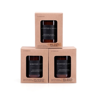 Color 180g de Brown de las velas de la soja del tarro de Amber Glass Soy Wax Scented