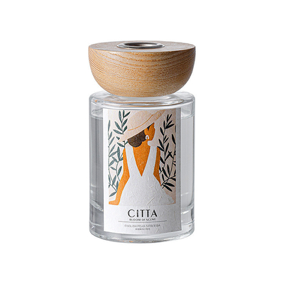 Botella de vidrio del perfume de la fragancia del aceite esencial del Aromatherapy Reed Diffuser With Wooden Lid