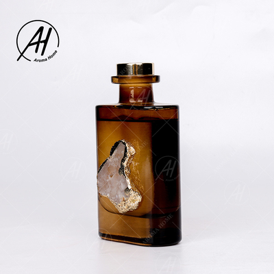 Amber Grey Glass Bottle Crystal Fragrance Reed Diffuser sin humo 180ML para el hogar