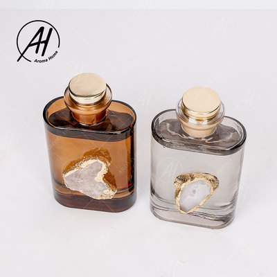 Amber Grey Glass Bottle Crystal Fragrance Reed Diffuser sin humo 180ML para el hogar
