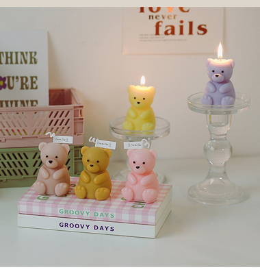 Decoración Teddy Bear Shaped Candle Scented hecho a mano de la artesanía del cumpleaños
