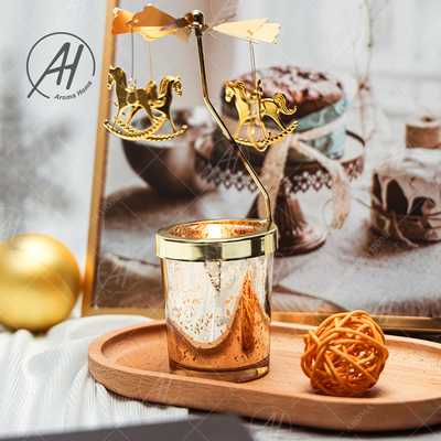 Vela giratoria del hogar del aroma de la lámpara del caballo que trota del tarro de la vela de cristal a granel del olor