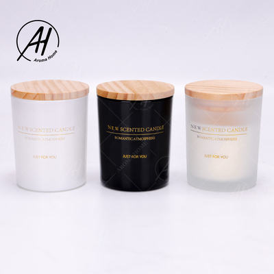 Cera blanca negra 100% de la soja del aceite esencial de la vela de Matte Glass Jar Spa Scented
