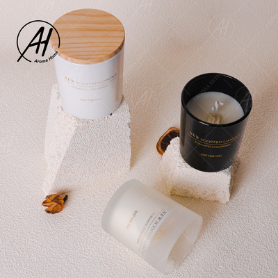 Cera blanca negra 100% de la soja del aceite esencial de la vela de Matte Glass Jar Spa Scented