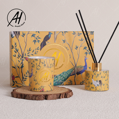Velas perfumadas de lujo Reed Diffuser Set With Box del tarro de cristal apagado nórdico del estilo