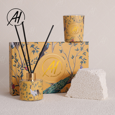 Velas perfumadas de lujo Reed Diffuser Set With Box del tarro de cristal apagado nórdico del estilo