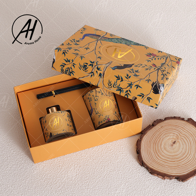 Velas perfumadas de lujo Reed Diffuser Set With Box del tarro de cristal apagado nórdico del estilo