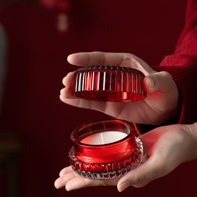 la aduana de lujo 2pcs etiqueta la soja roja sospechó velas con la caja de regalo de cristal de la tapa