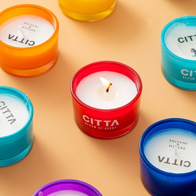 Vela perfumada de cristal de adornamiento colorida de lujo 7pcs de la caja de regalo de la cera D Opamine de la soja
