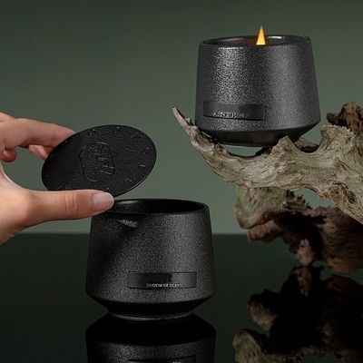 Fragancia personalizada regalo de cerámica negra vela perfumada para la decoración del hogar