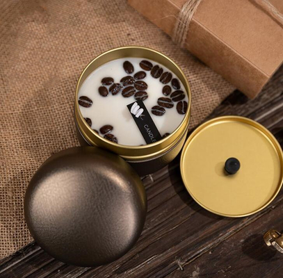 La cera de la soja del OEM heló los granos de café Tin Can Candle 10cl para la Navidad