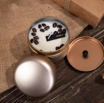 La cera de la soja del OEM heló los granos de café Tin Can Candle 10cl para la Navidad