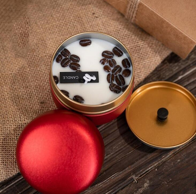 La cera de la soja del OEM heló los granos de café Tin Can Candle 10cl para la Navidad