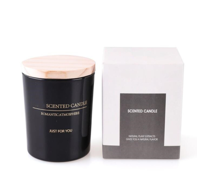 Tapa de encargo de Tin Scented Candle With Wooden de la cera blanco y negro de la soja del hogar del aroma