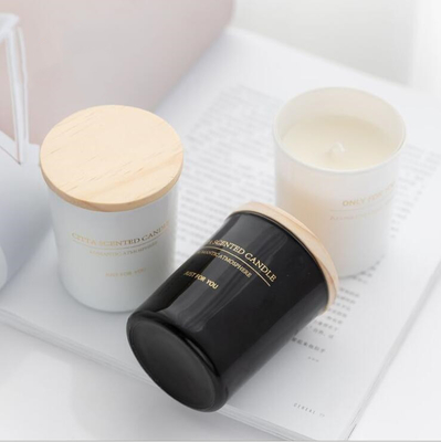 Tapa de encargo de Tin Scented Candle With Wooden de la cera blanco y negro de la soja del hogar del aroma