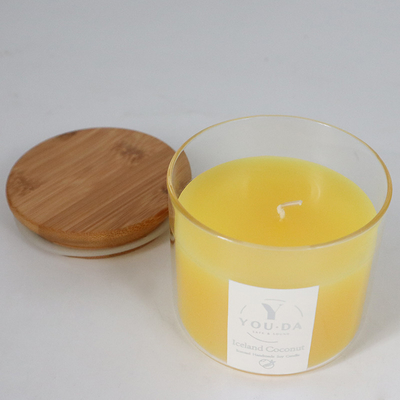 Vela perfumada 2022 de la cera de cristal colorida de lujo de la soja del hogar del aroma con la tapa de madera