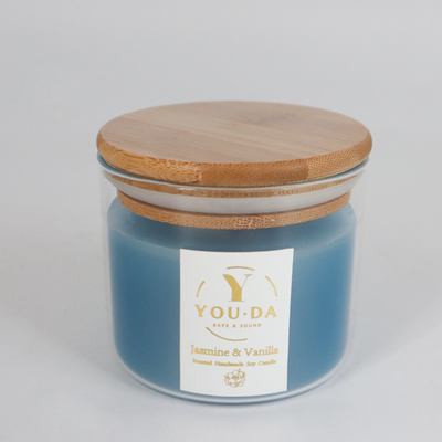 Vela perfumada 2022 de la cera de cristal colorida de lujo de la soja del hogar del aroma con la tapa de madera