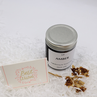 Vela del ODM Amber Glass Canning Mason Jar para el foco del Aromatherapy