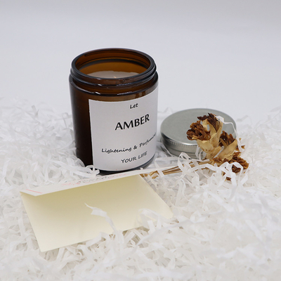 Vela del ODM Amber Glass Canning Mason Jar para el foco del Aromatherapy