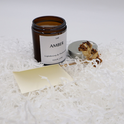 Vela del ODM Amber Glass Canning Mason Jar para el foco del Aromatherapy