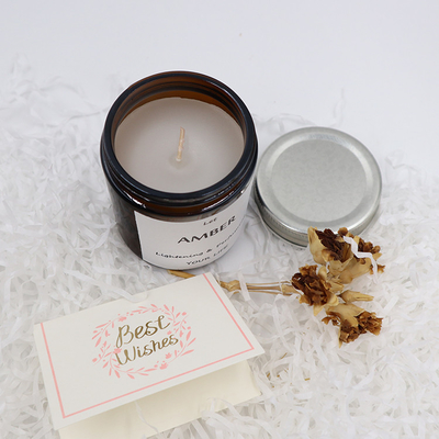 Vela del ODM Amber Glass Canning Mason Jar para el foco del Aromatherapy