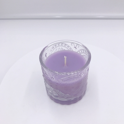 Vela púrpura orgánica del hogar del aroma del aceite esencial del SGS con la caja de regalo 120g
