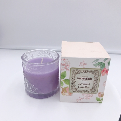Vela púrpura orgánica del hogar del aroma del aceite esencial del SGS con la caja de regalo 120g