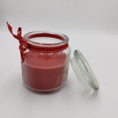 Tarro esencial rojo personalizado Mason For Christmas de la luz de la vela de la cera de parafina