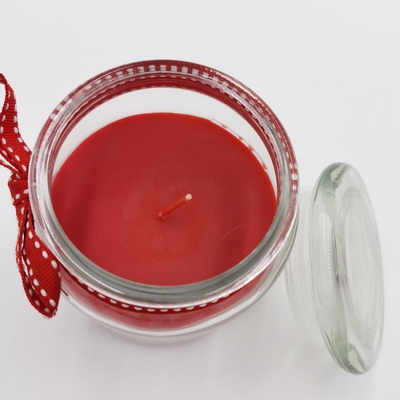 Tarro esencial rojo personalizado Mason For Christmas de la luz de la vela de la cera de parafina