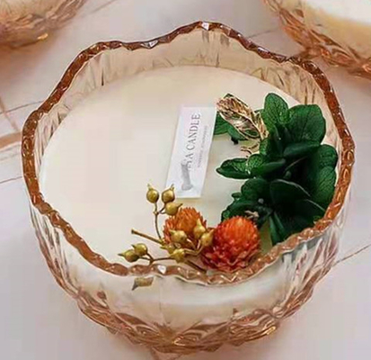La soja encera velas perfumadas hechas a mano los tarros de la vela de 10 onzas con la decoración seca de la flor