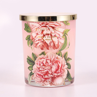 El tarro de cristal en colores pastel 14.5oz sospechó el eucalipto Camellia With Customized Fragrance de la vela