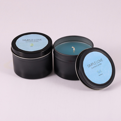 El OEM 2 onzas recicló a Matte Black Tin Can Candle para el dormitorio