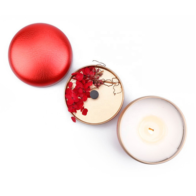 Ronda del ODM 6 onza Tin Container Candle Red Green con el grano de café