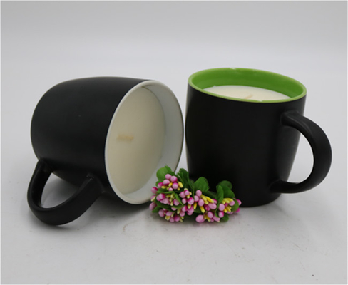 Vela perfumada de la taza de té de Matte Black Ceramic Citronella Candle